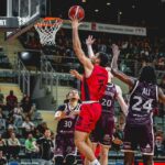 Tir en suspension d'un joueur des Mustangs lors du match face à Toulouse – 9 avril 2026